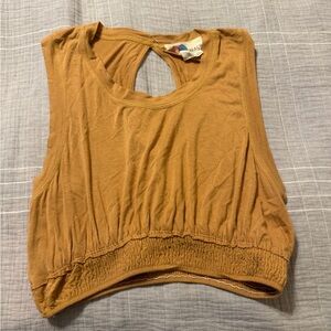 Free People Beach Mustard Yellow Flowy Crop Top